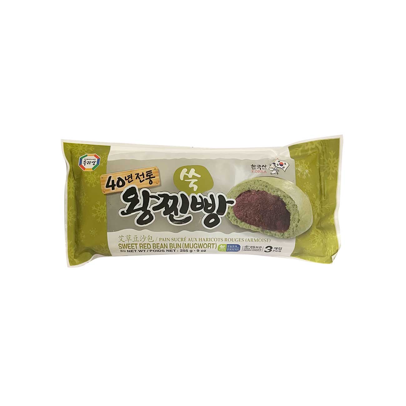 06089 : 왕 쑥찐빵(3P) : 12/255g : FZN MUGWORT REDBEANS BREAD