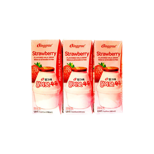 Binggrae Milk (Strawberry) 4/6/200ml 빙그레 우유(딸기)
