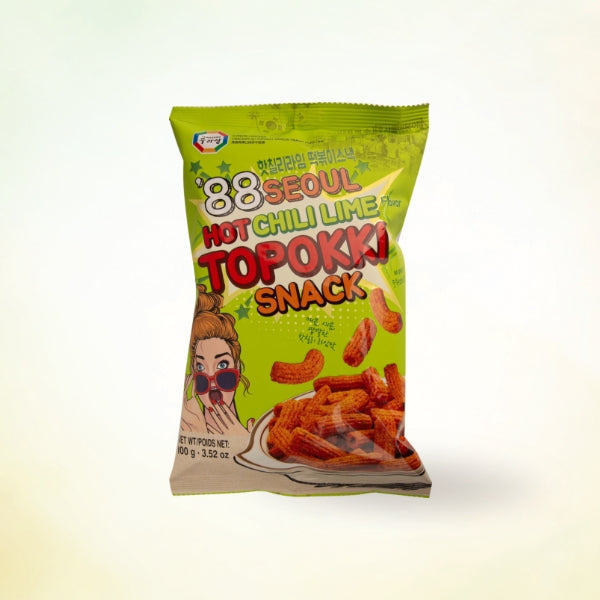 22895 : 88서울 떡볶이스낵(핫칠리라임맛) : 16/100g : 88SEOUL TOPOKKI SNACK(HOT CHILI LIME)
