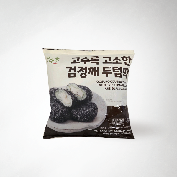 26179 : 고수록 두텁떡(검정깨) : : 20/400g(14.11oz) : FZN RICE CAKE WITH FRESH LAMIE LEAF AND BLACK SESA