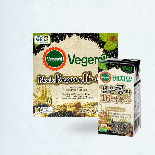 33968 : 베지밀(검은콩과 16곡) : 6/16/190ml : VEGEMILL A SOY MILK (BLACKBEAN & 16GRAINS)