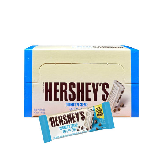 12654 : 허쉬 레귤러바(쿠키앤크림) 8/12/40g : HERSHEY'S BAR (COOKIES N CREME)