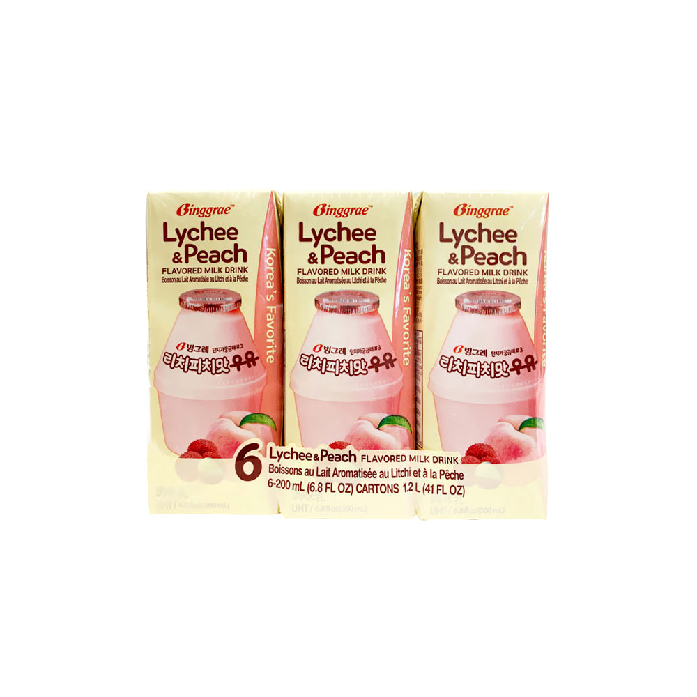 Binggrae Milk (Lychee & Peach) 4/6/200ml 빙그레우유 (리치피치)