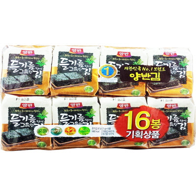 DW564 : 양반 들기름김(도시락) : 6/16/5g(10st) : YANGBAN SEASONED PERILLA OIL LAVER